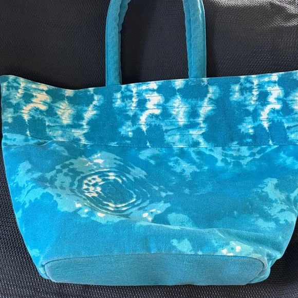 Blue Tie-Dye Tote Bag Cute With Zippered Pocket Inside Nice❤️ - Picture 7 of 7